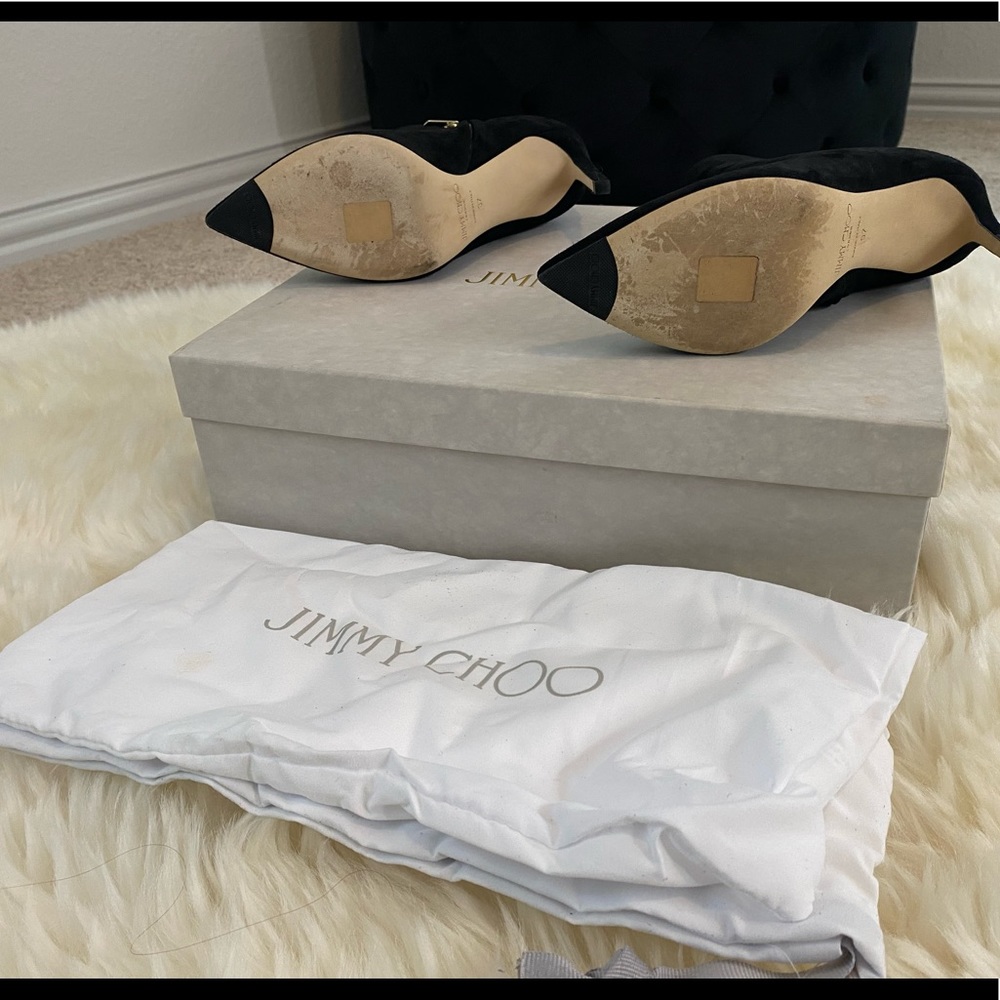 Jimmy Choo Helaine Black Suede Ankle Booties Size 37 - Picture 7 of 9
